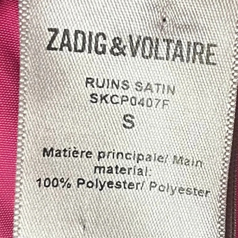 Zadig & Voltaire Ruins Satin Dress, high lowPink, Size Small EUC - Picture 13 of 14